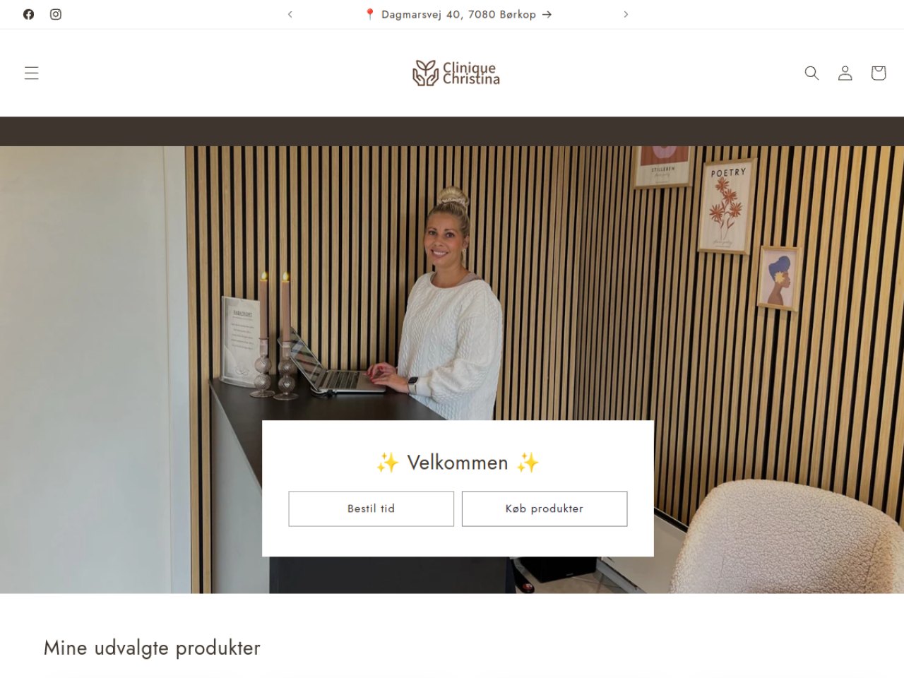 Clinique Christina — forsiden af det færdige website